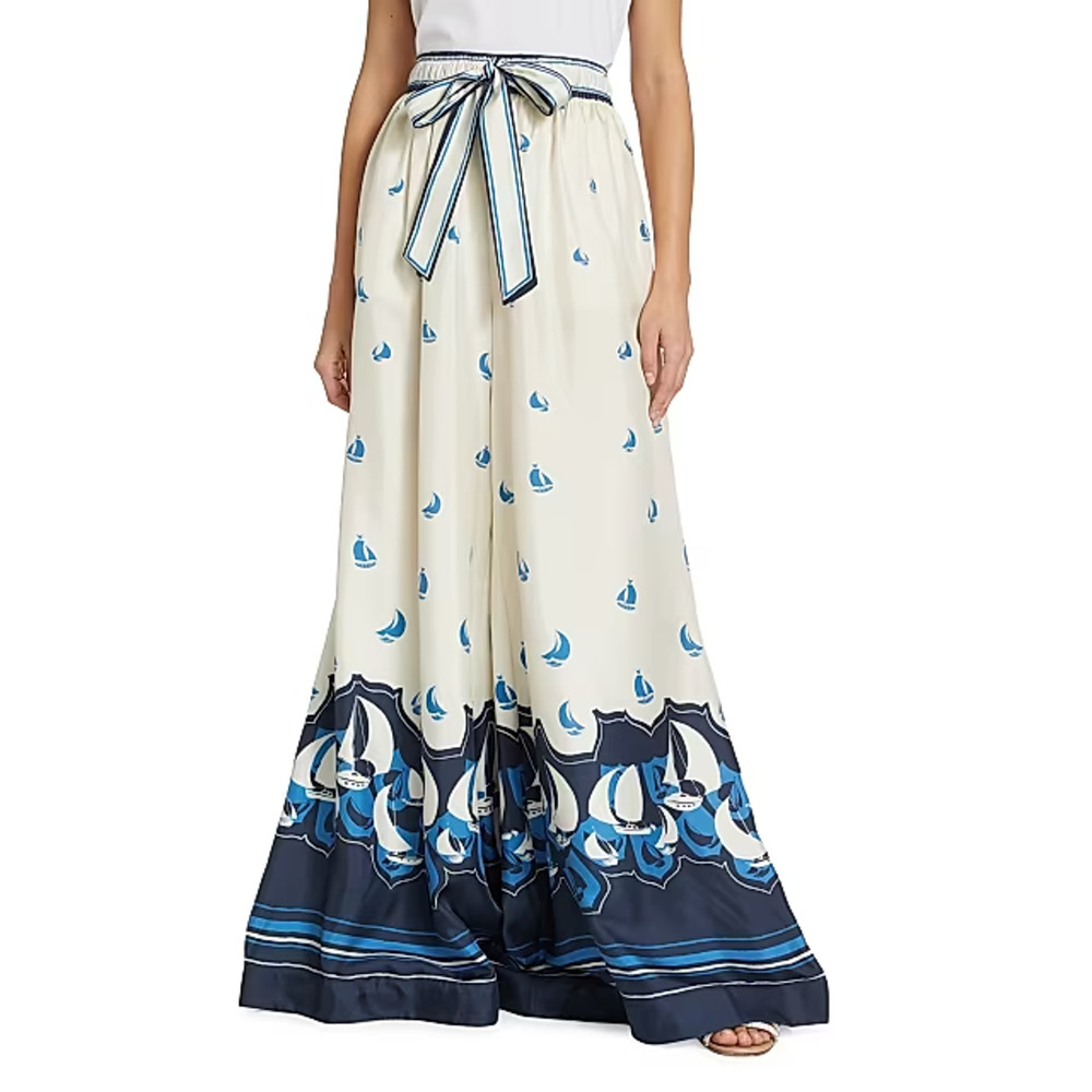 Zimmermann The Illustration Track Silk Wide Leg Nautical Pants Woman’s
